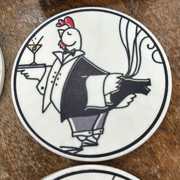 Cocktails Coasters Chickens Set of 4 in Box Absorbant - Picture 8 of 15